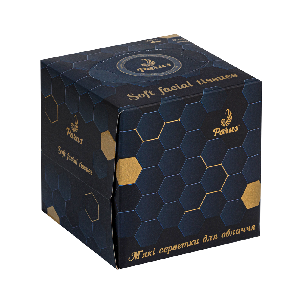 Серветки косметичні 200х200 мм, 80 шт., 2-х шар., в кубі, білі Parus KP004